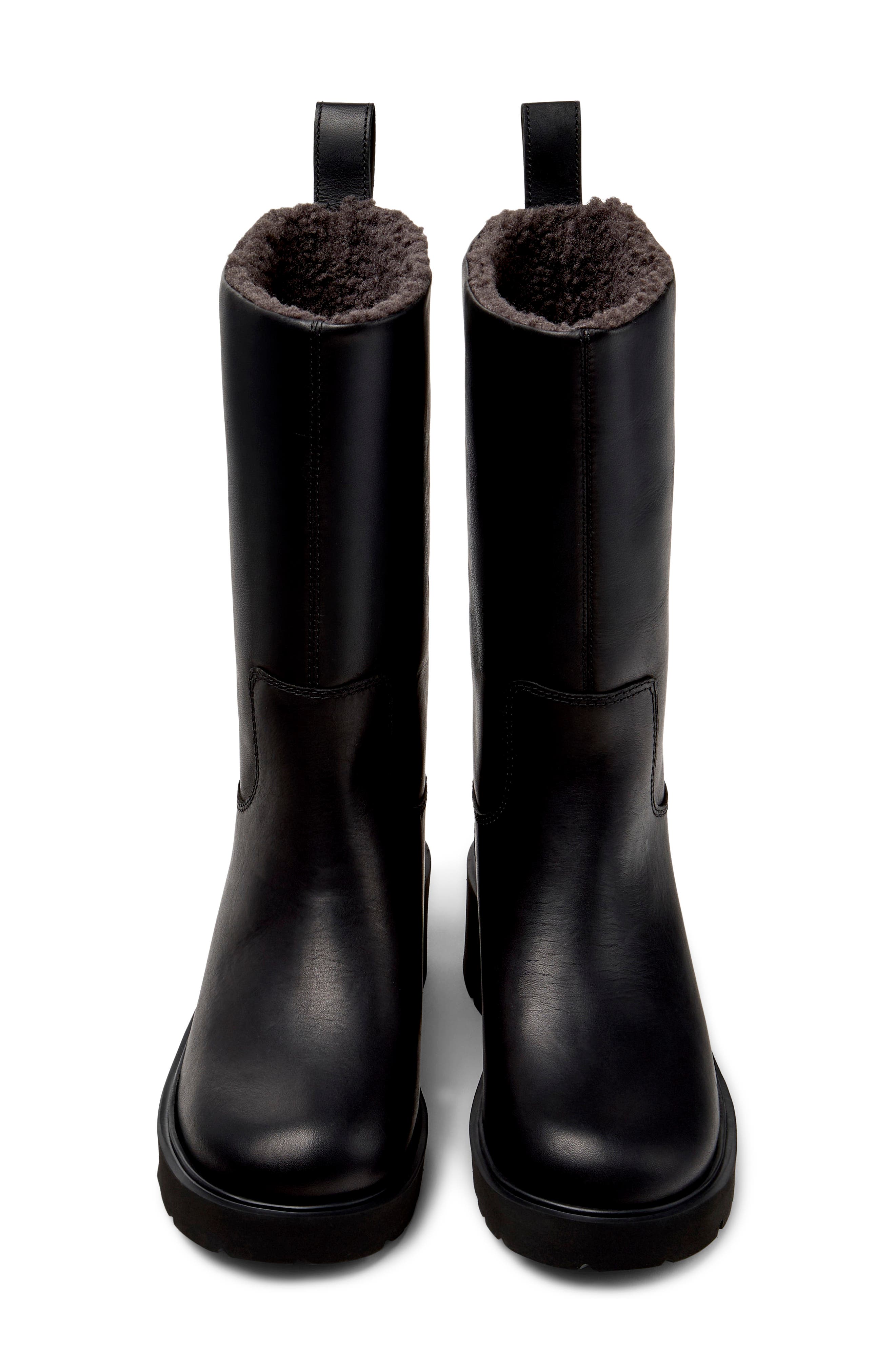 Milah Leather Boot, Alternate, color, BLACK