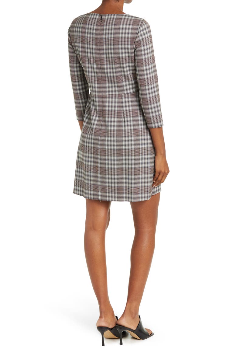 Kamillina Plaid Stretch Wool Shift Dress, Alternate, color, MULTI
