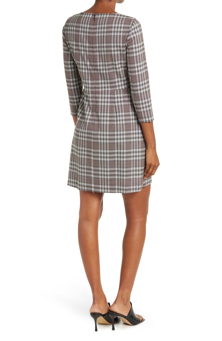 Theory Kamillina Plaid Stretch Wool Shift Dress, Alternate, color, Multi