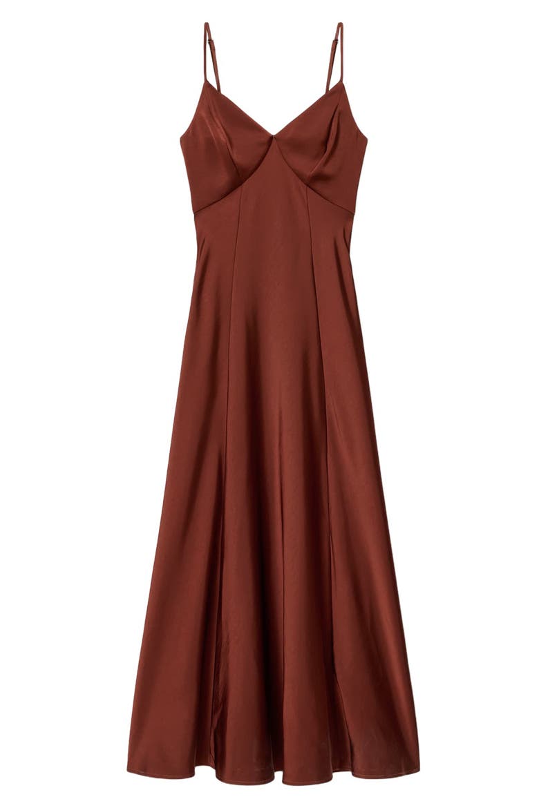 Irina Satin Maxi Slipdress, Alternate, color, RUST BROWN