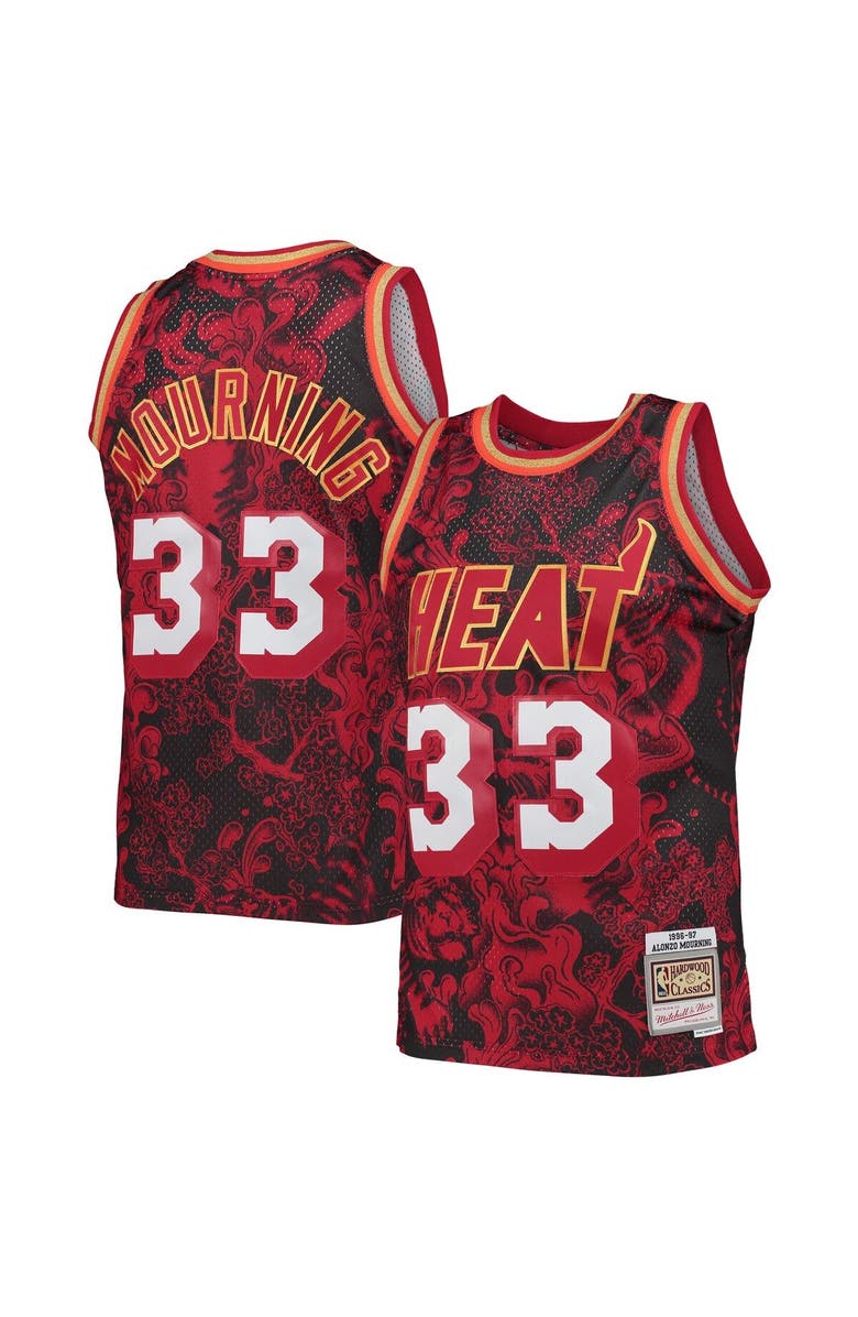 Mitchell & Ness Men's Mitchell & Ness Alonzo Mourning Red Miami Heat Hardwood Classics 1996/97 Lunar New Year Swingman Jersey, Alternate, color,