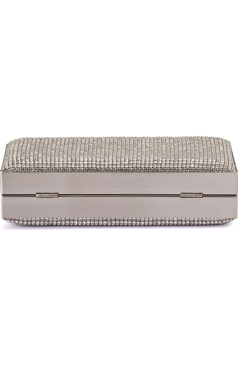 Olga Berg Stef Crystal Box Frame Clutch, Alternate, color, Silver