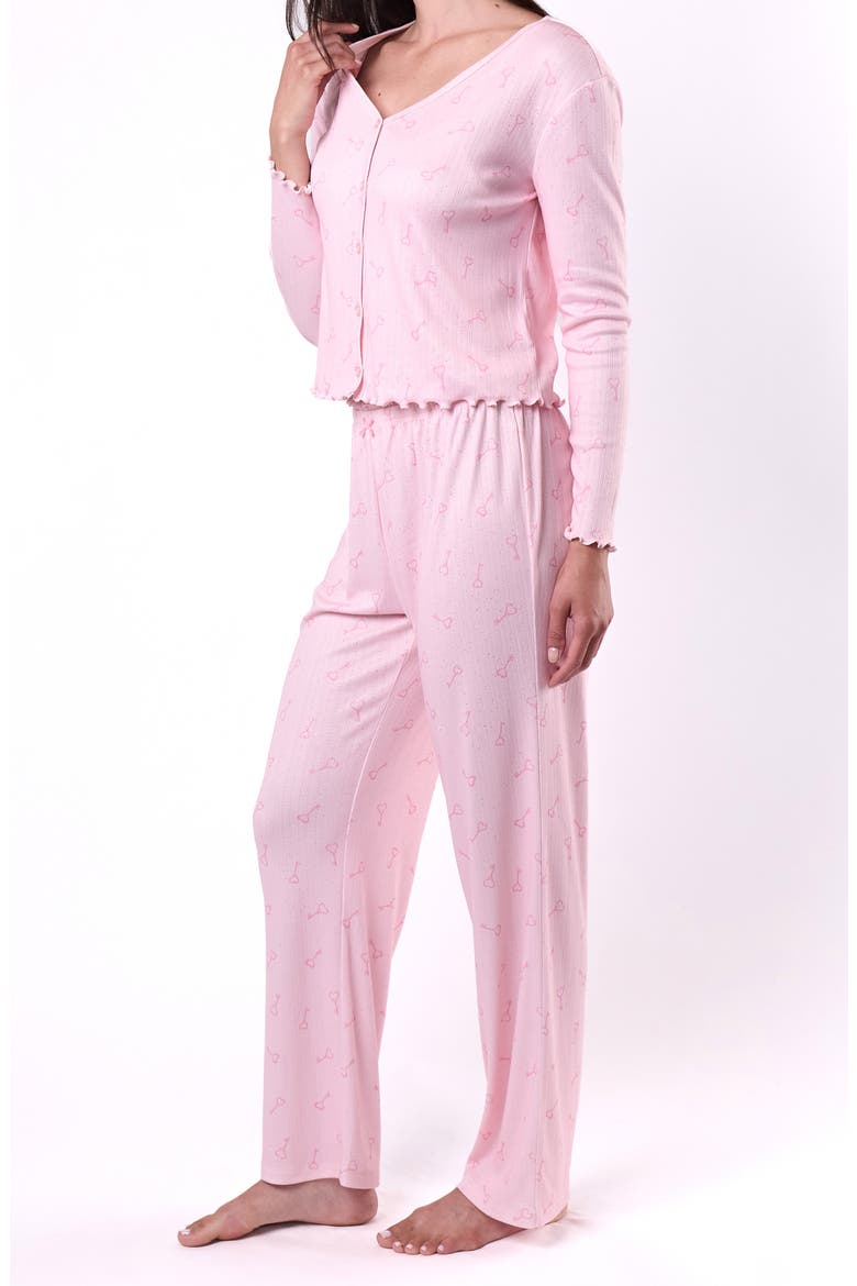 Fern 3-Piece Sparkle Pointelle Pajamas, Alternate, color, PINK