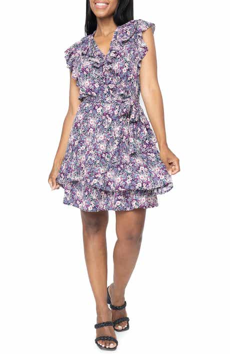 GIBSONLOOK Ruffles for Days Floral Wrap Minidress