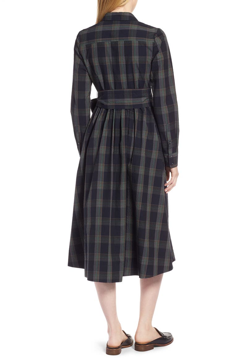 Plaid Midi Shirtdress, Alternate, color, NAVY MULTI PLAID