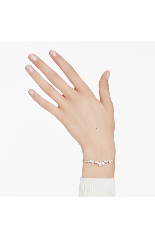 Swarovski Constella Crystal & Faux Pearl Slider Bracelet In White Gold
