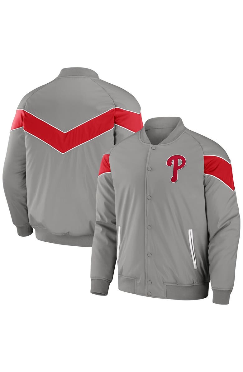 Darius Rucker Collection by Fanatics Men's Darius Rucker Collection by Fanatics Gray Philadelphia Phillies Baseball Raglan Full-Snap Jacket, Main, color, Gray