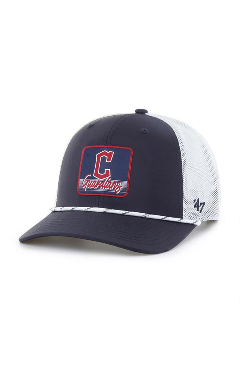 '47 Men's '47 Navy/White Cleveland Guardians Scratch Adjustable Trucker Hat, Main, color, Navy