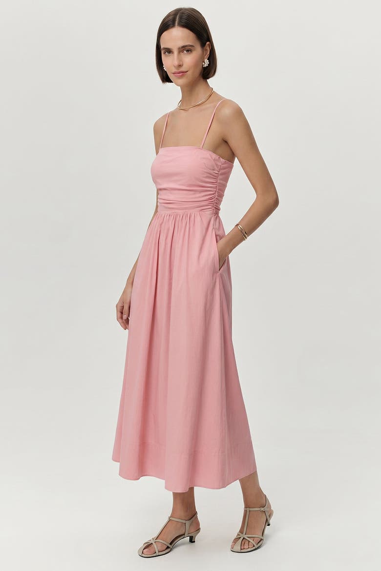 Violet Spaghetti Strap Elastic Waist  Midi Dress, Alternate, color, Pink