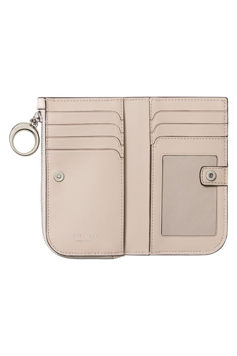 small halo fine grain leather zip wallet, Alternate, color, CREAM