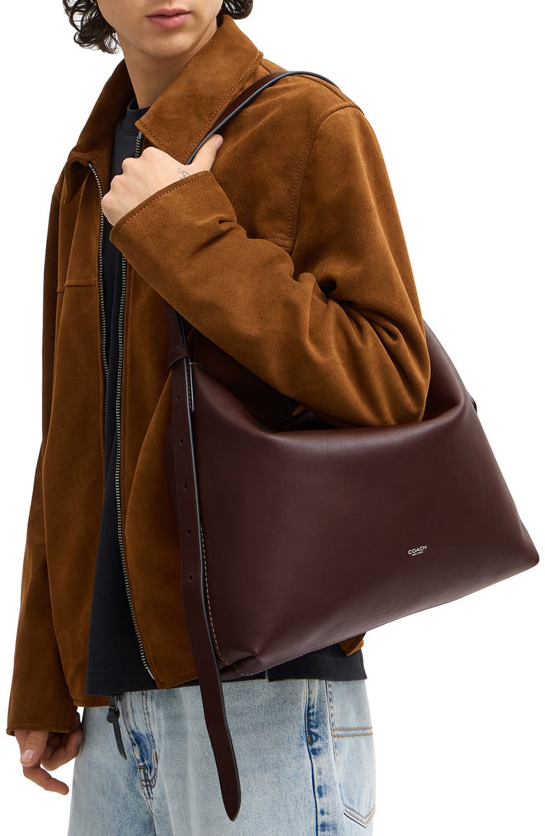 COACH Mott Leather Messenger Bag, Alternate, color, Maple