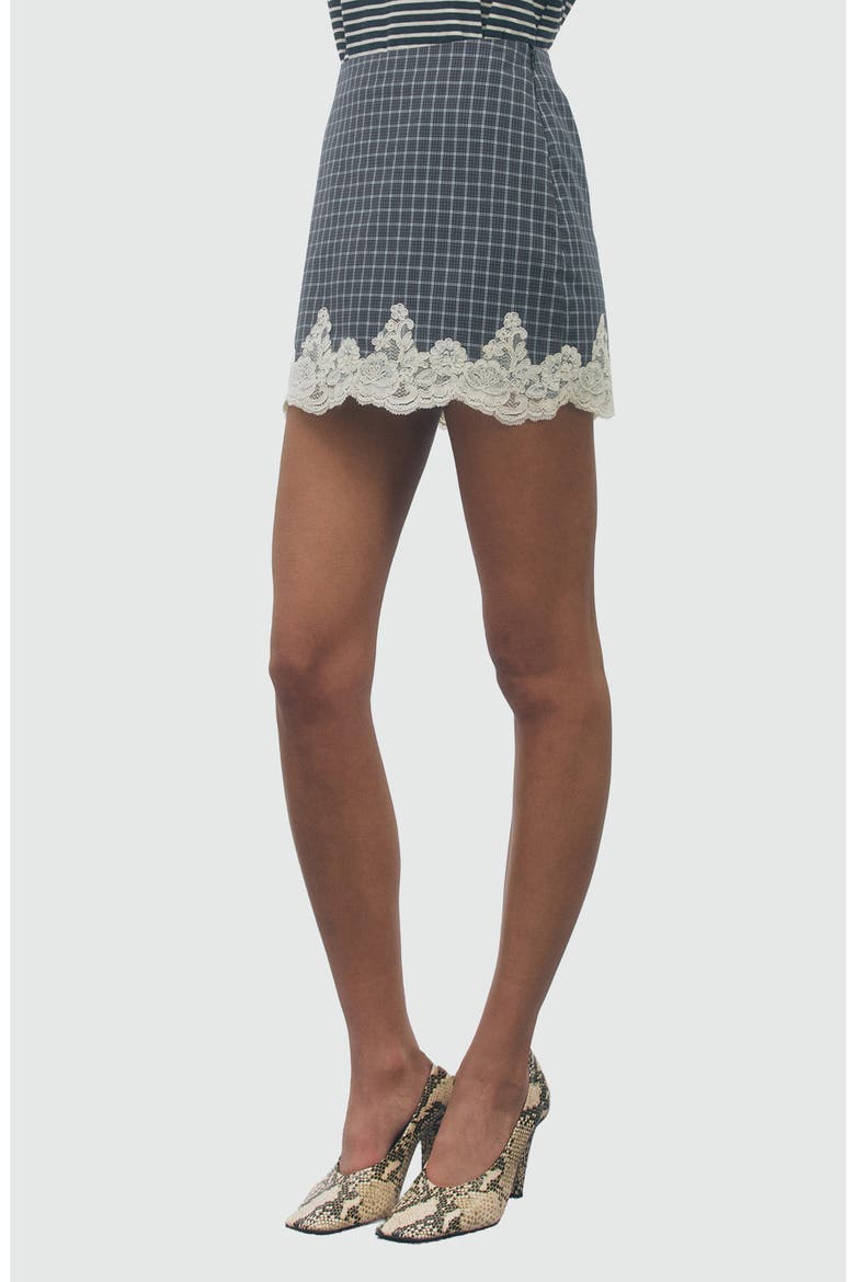 Stacy Miniskirt with Lace Hemline, Alternate, color, BLACK CREAM