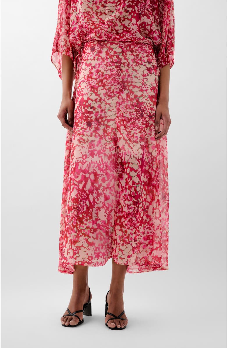 Scalpers Monet Print Midi Skirt, Main, color, Raspberry