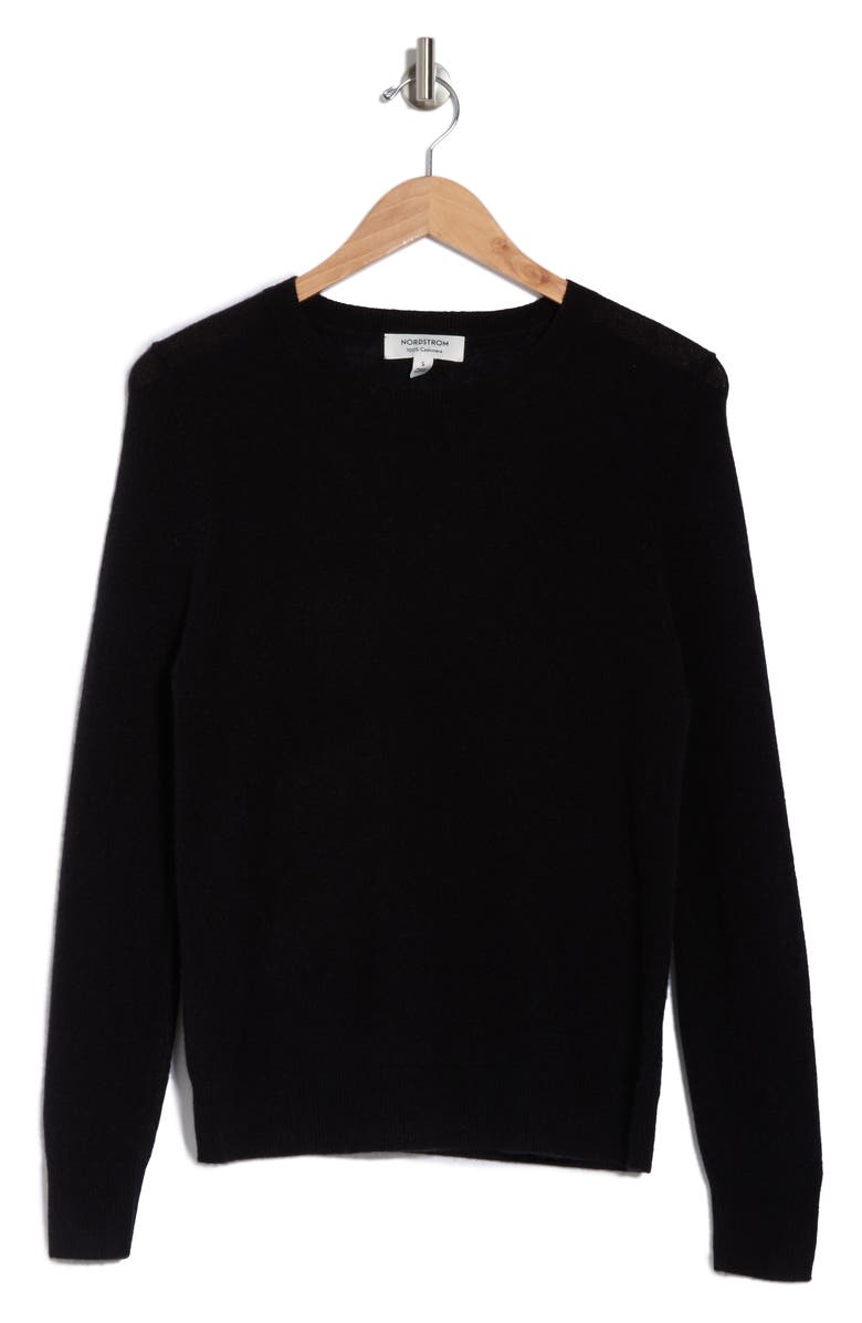 Nordstrom Cashmere Crewneck Sweater, Alternate, color, Black Rock