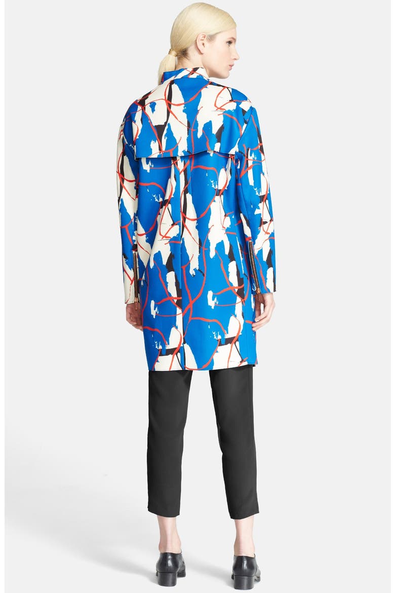Print Neoprene Coat, Alternate, color, BLEU