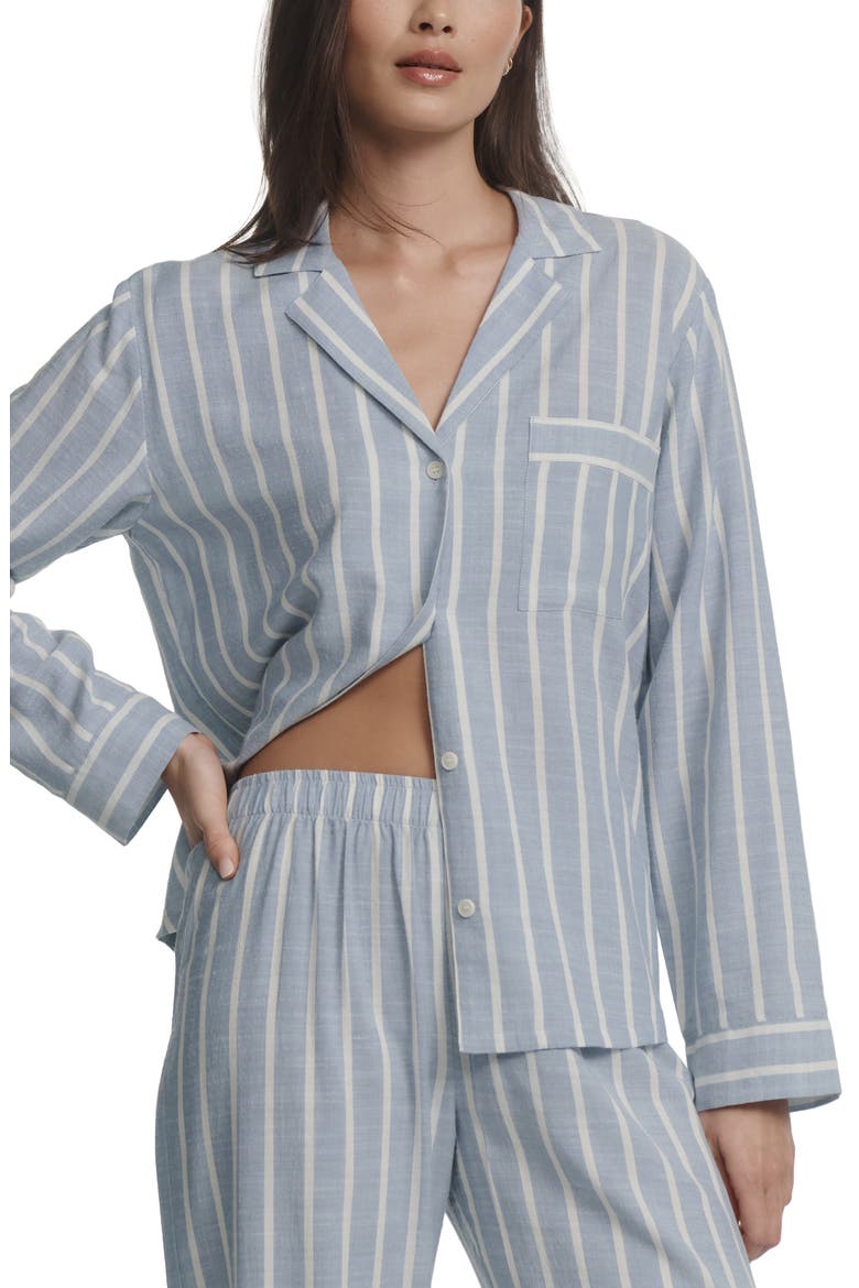 Nautico Stripe Long Sleeve Top & Pants Pajamas, Alternate, color, CLASSIC STRIPE SLATE BLUE/IVOR