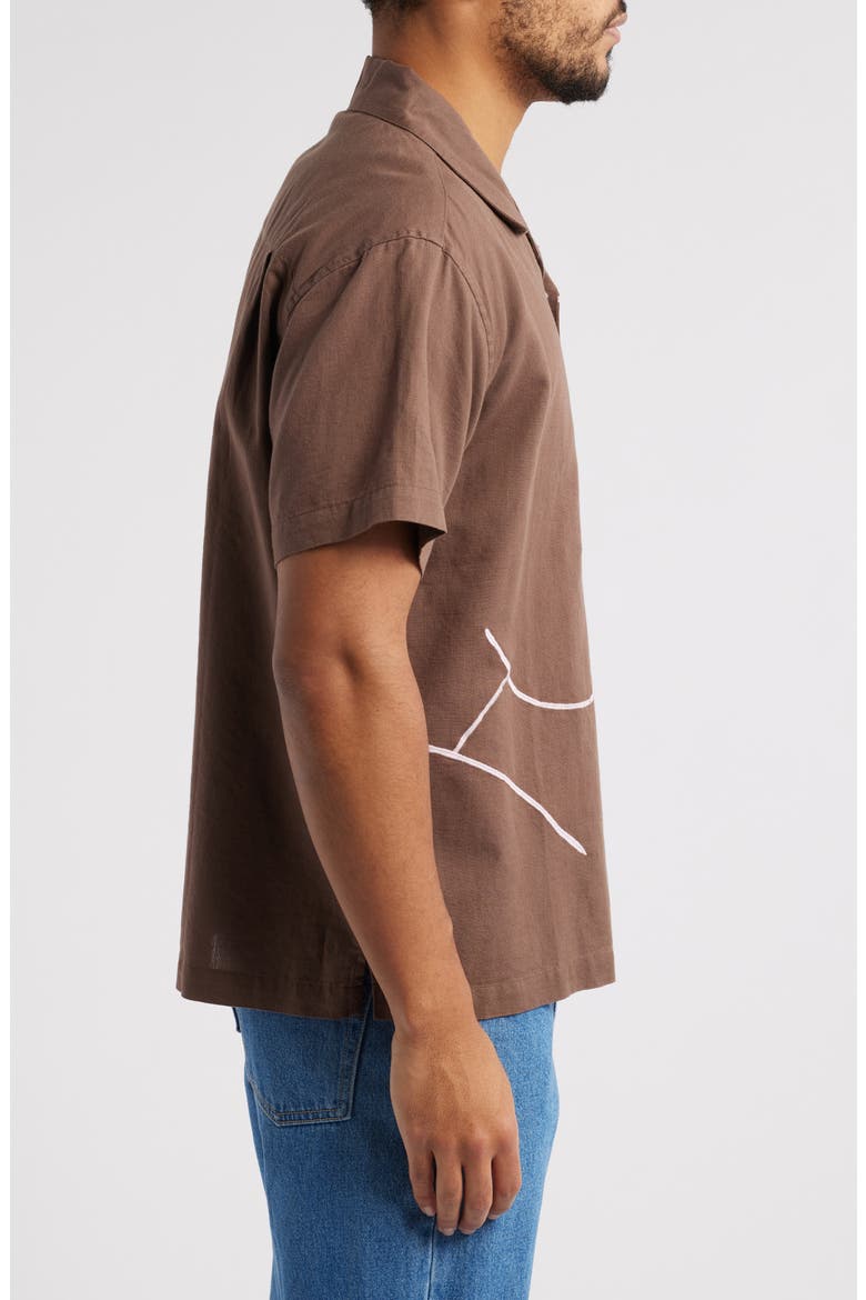 Frances Cotton & Linen Camp Shirt, Alternate, color, DARK JAVA MULTI