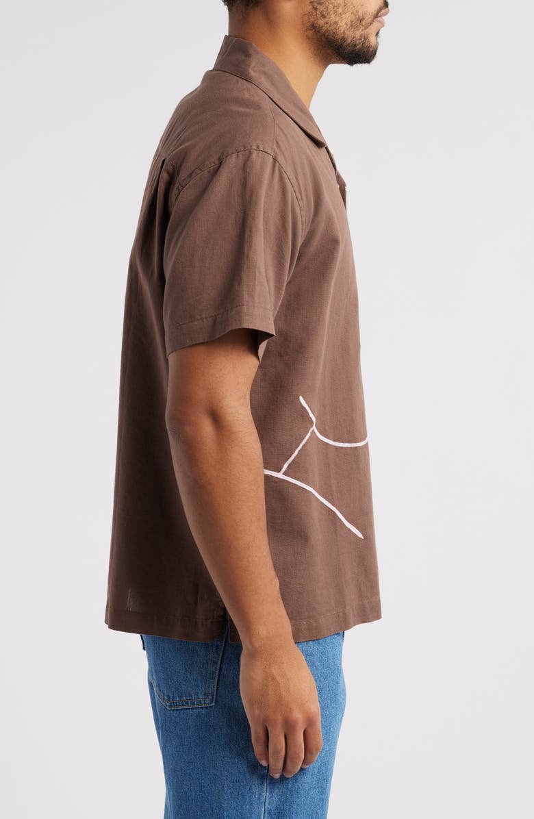 Obey Frances Cotton & Linen Camp Shirt, Alternate, color, Dark Java Multi