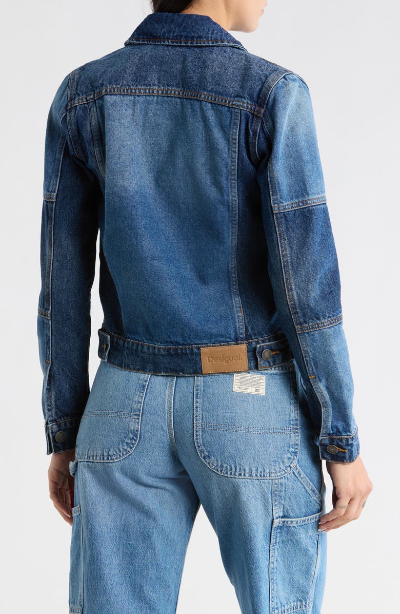Desigual Beaded Denim Trucker Jacket, Alternate, color, Medium Blue