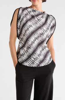 DKNY Satin Flutter Sleeve Top