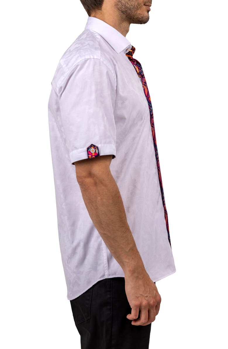 Maceoo Galileo Ascension 0076 Contemporary Fit Short Sleeve Button-Up Shirt, Alternate, color, White