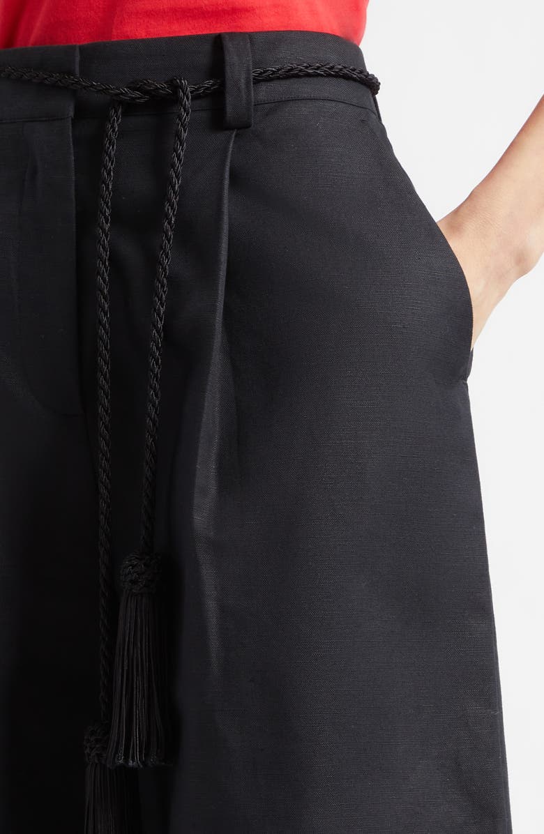 POSSE Yvette High Rise Linen Blend Shorts, Alternate, color, Black