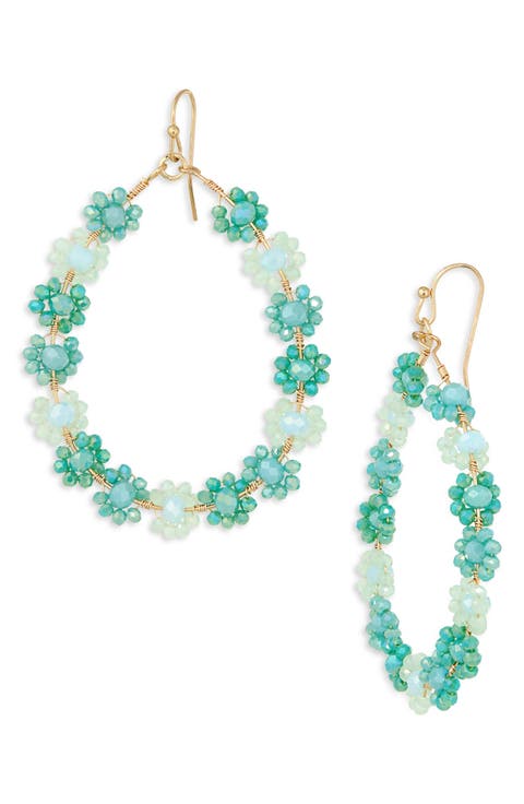 Cyrstal Floral Hoop Earrings