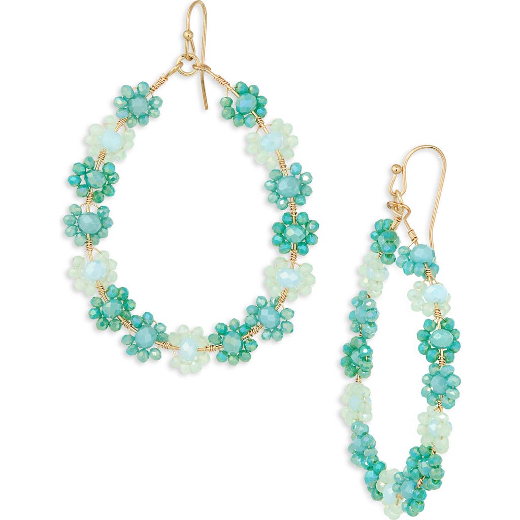 Cara Crystal Leaf Drop Earrings In Blue