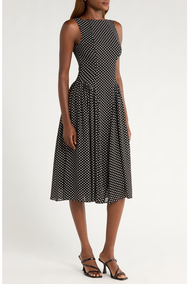 Anelis Polka Dot Sleeveless Fit & Flare Dress, Alternate, color, CAVIAR DOT
