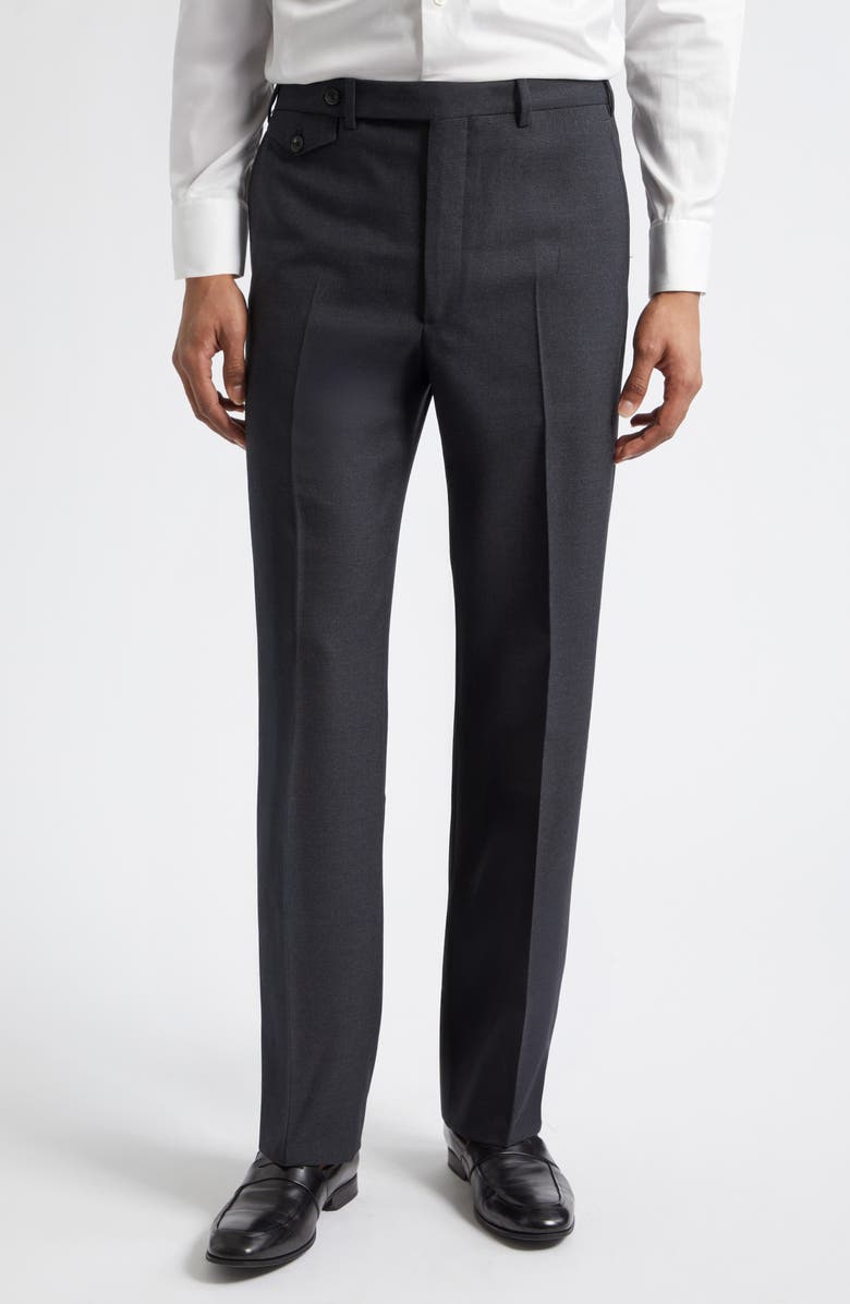 J. Mueser Waverly High Twist Virgin Wool Trousers, Main, color, Charcoal