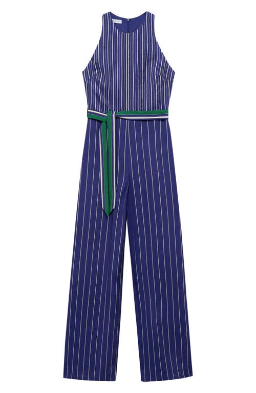 Mango Stripe Tie Waist Jumpsuit