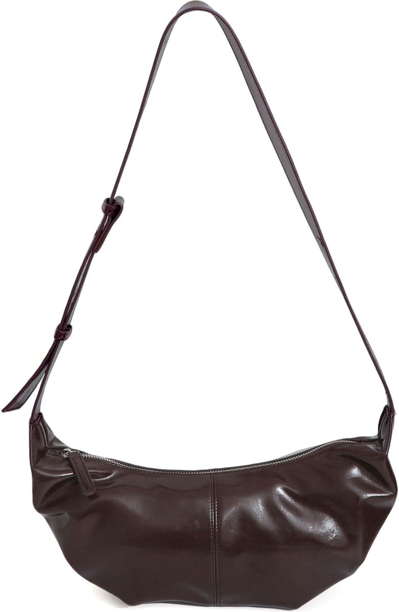 Adornia Crescent Moon Shoulder Bag, Main, color, Brown
