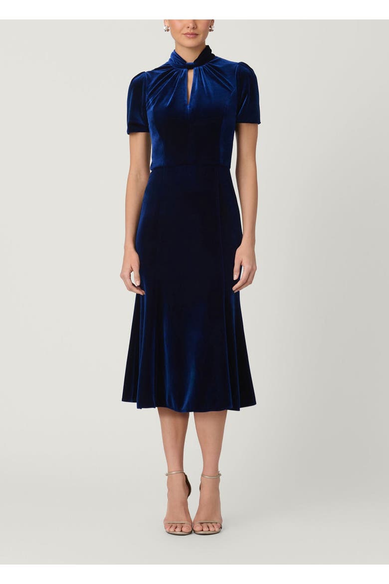 Allegra Stretch Velvet Dress, Main, color, Navy