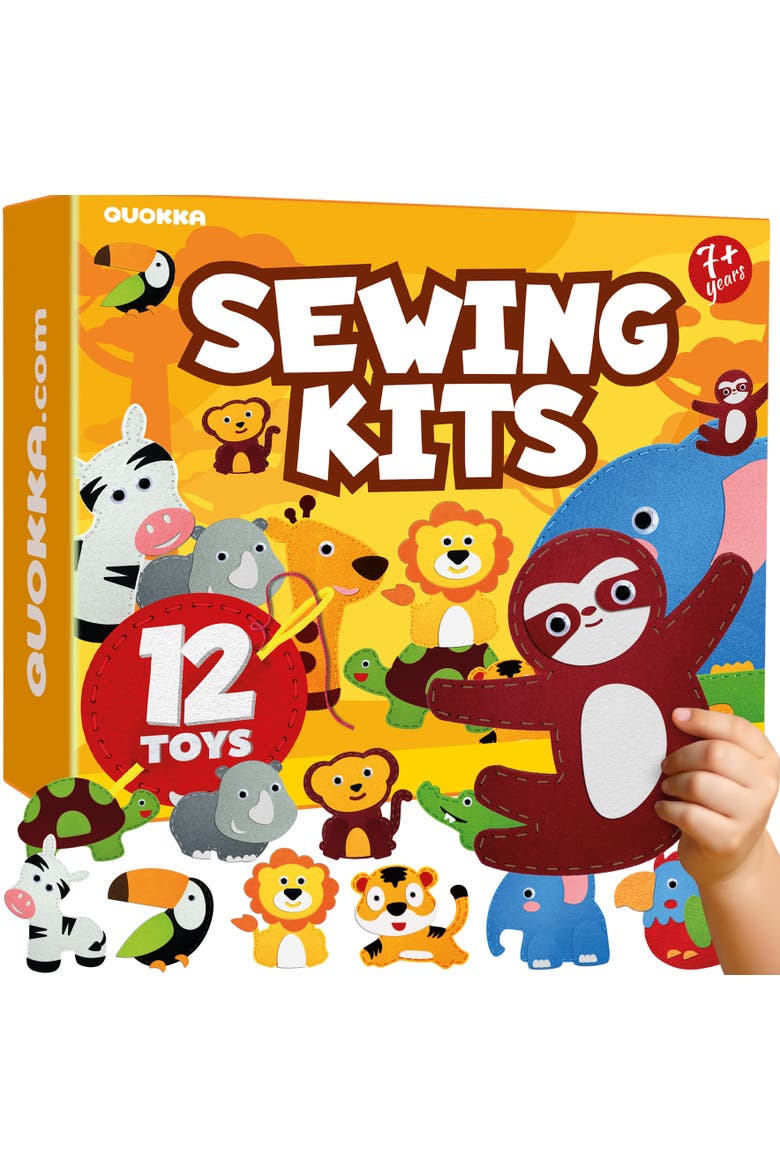 Kids Sewing Craft Kit with Felt Toys, Main, color, Safari