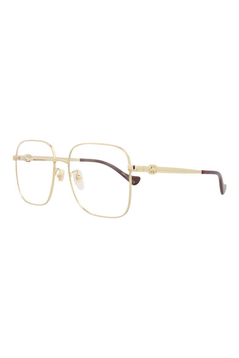 58mm Square Optical Glasses, Alternate, color, GOLD GOLD TRANSPARENT
