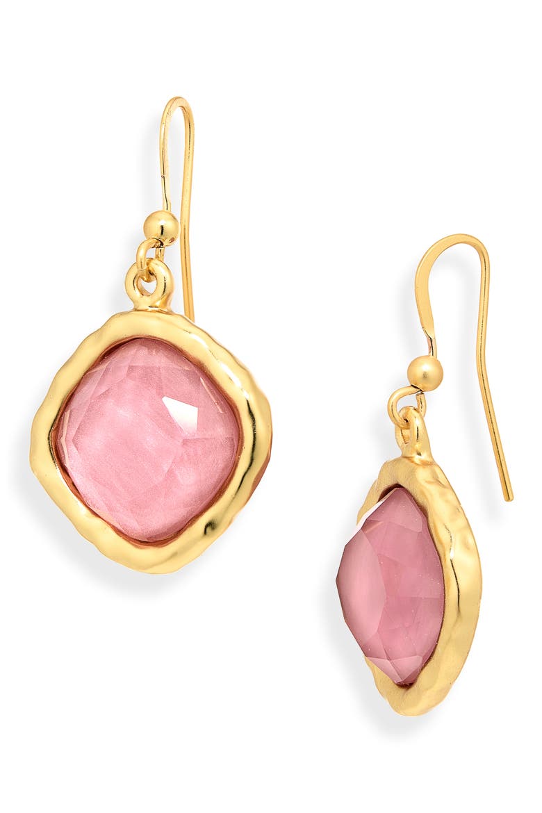Mocha Stone Drop Earrings, Main, color, GOLD/PINK