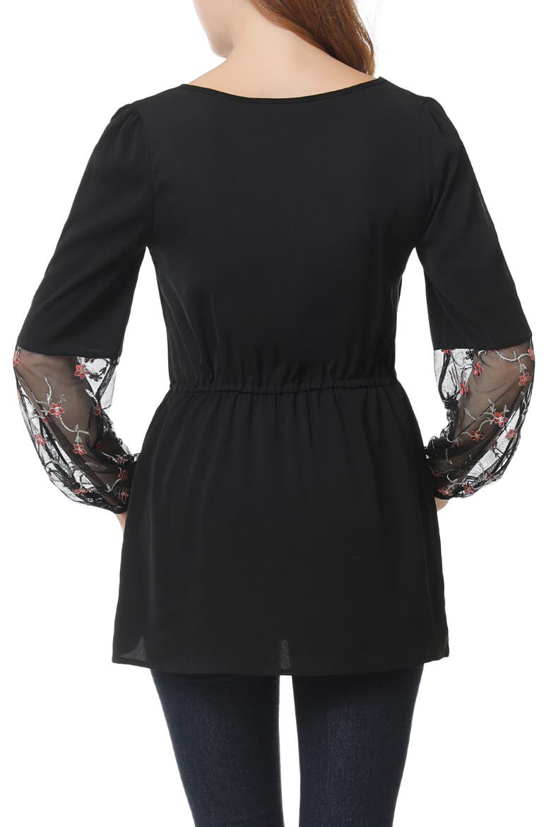 Gisel Embroidered Maternity Top, Alternate, color, BLACK
