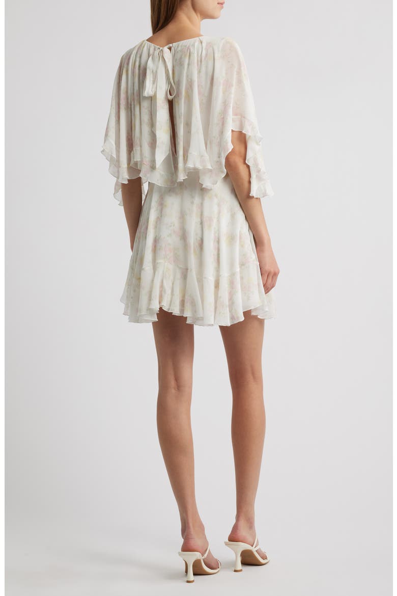 Avaline Floral Ruffle Minidress, Alternate, color, WHITE PEACH
