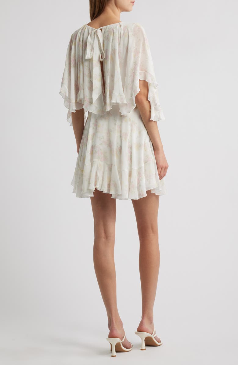 LoveShackFancy Avaline Floral Ruffle Minidress, Alternate, color, White Peach