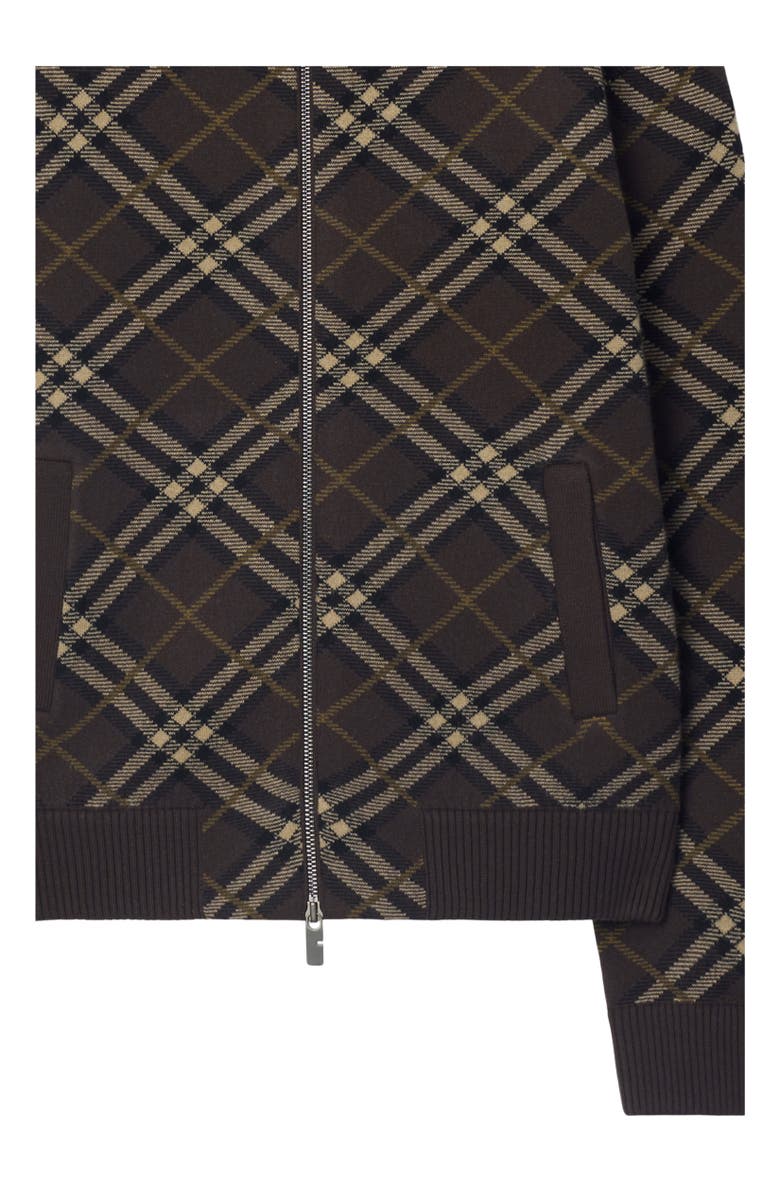 Burberry Check Wool Cashmere Bomber Jacket, Alternate, color, Truffle Brown