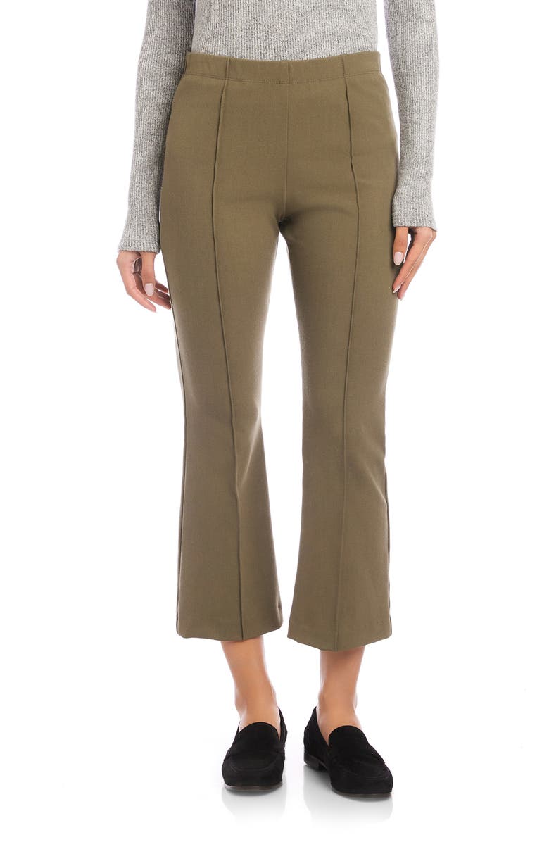 FIFTEEN TWENTY Sigourney Pintuck Crop Stretch Twill Pants, Main, color, Light Olive