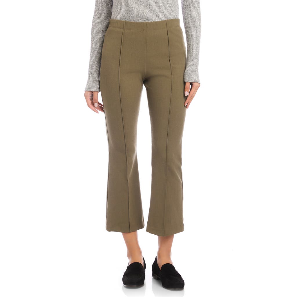 Fifteen Twenty Sigourney Pintuck Crop Stretch Twill Pants In Green