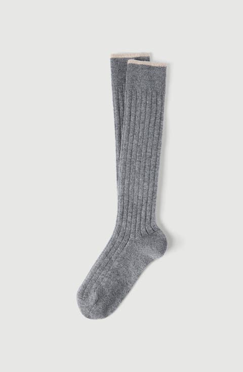 Cashmere rib knit socks