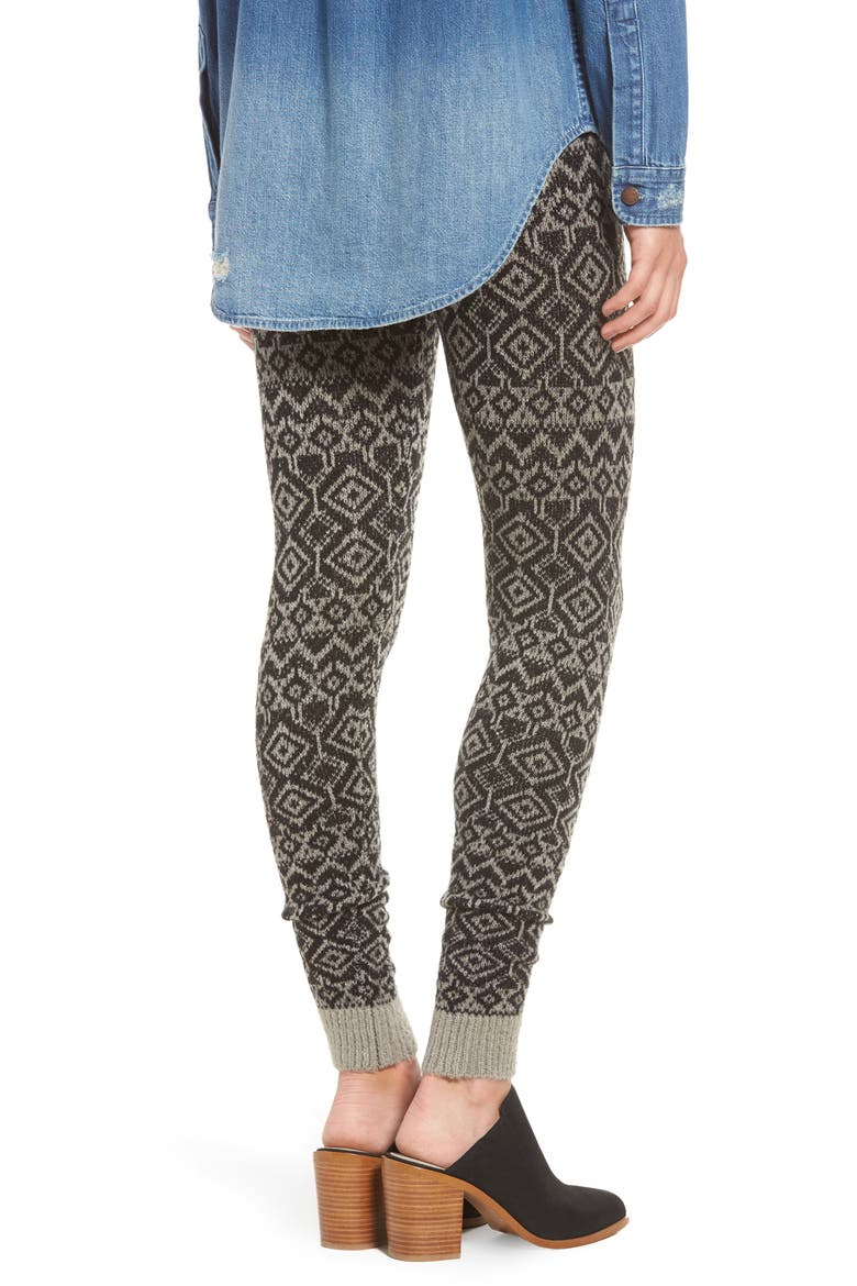 Fair Isle Sweater Leggings, Alternate, color, BLACK