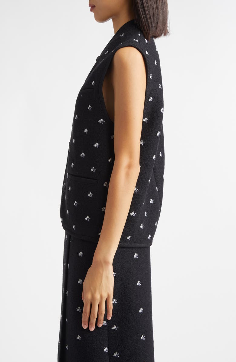 RIER Walker Floral Embroidered Wool Vest, Alternate, color, Black Flowers Dense