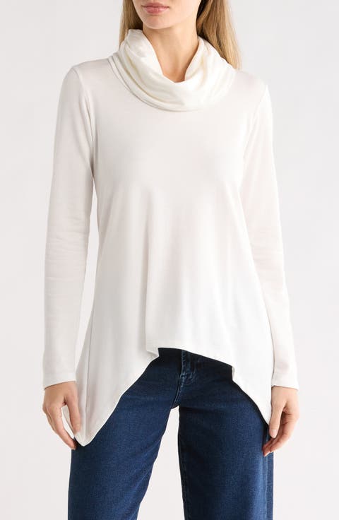 Cowl Turtleneck Asymmetric Sweater