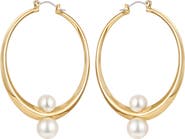 Vince Camuto Faux Pearl Hoop Earrings