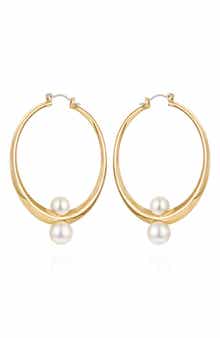 Vince Camuto Faux Pearl Hoop Earrings