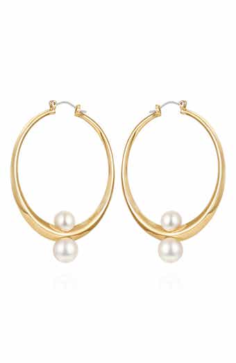 Vince Camuto Faux Pearl Hoop Earrings