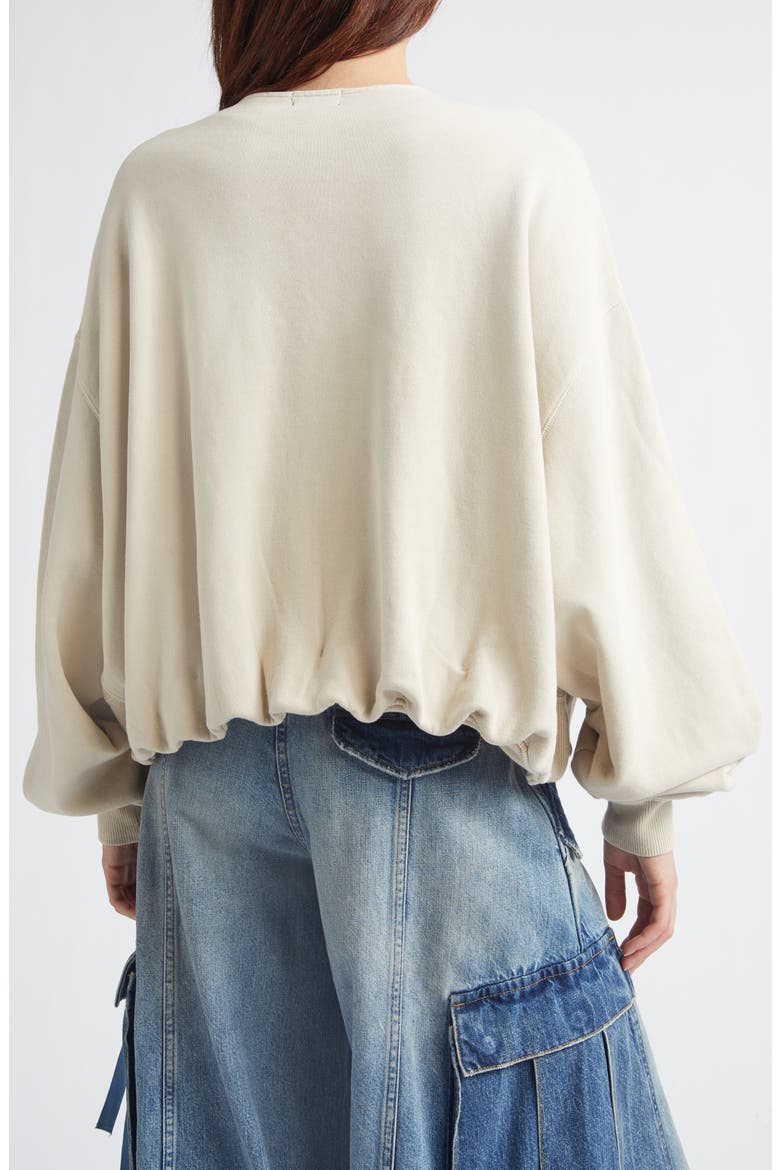Oversize Balloon Zip Crewneck Sweatshirt, Alternate, color, NATURAL OFF WHITE